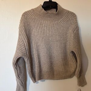 Falls Creek Taupe Ribbed Mock Neck Sweater
